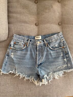 Agolde Light Wash Frayed Denim Shorts Parker size 28